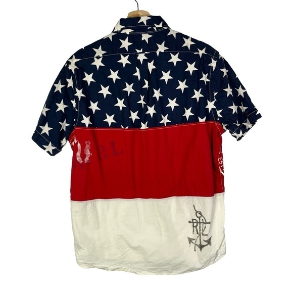 Ralph Lauren Red White & Blue Stars & Stripes Short Sleeve Button Down M - Picture 2 of 3